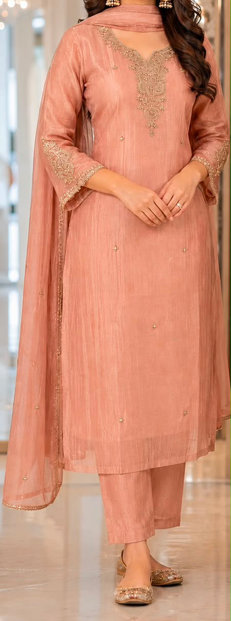 Rosé Organza Suit Set