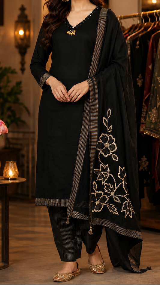 Noor-e-Gota Black Georgette Suit